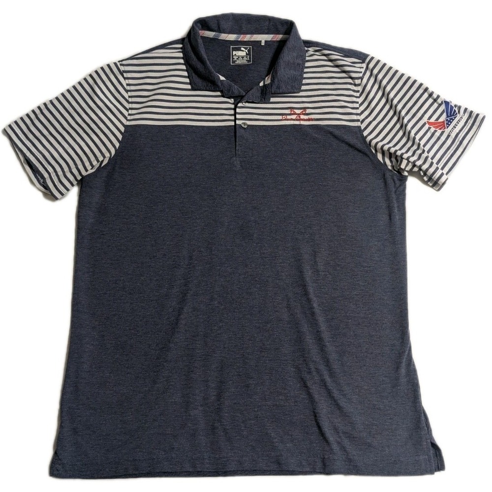 PUMA‎ Volition America Blue Monster Golf Polo Men's XL DRYCELL Navy Striped